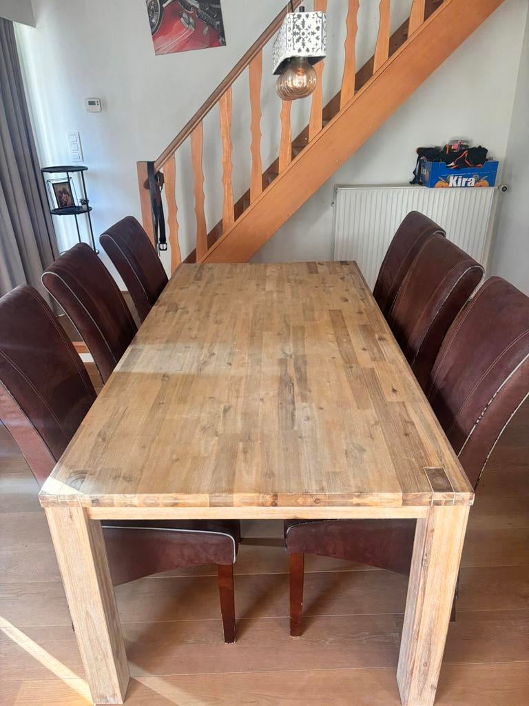 Eettafel met 6 stoelen, Maison & Meubles, Enlèvement, Utilisé, 4 à 6 chaises