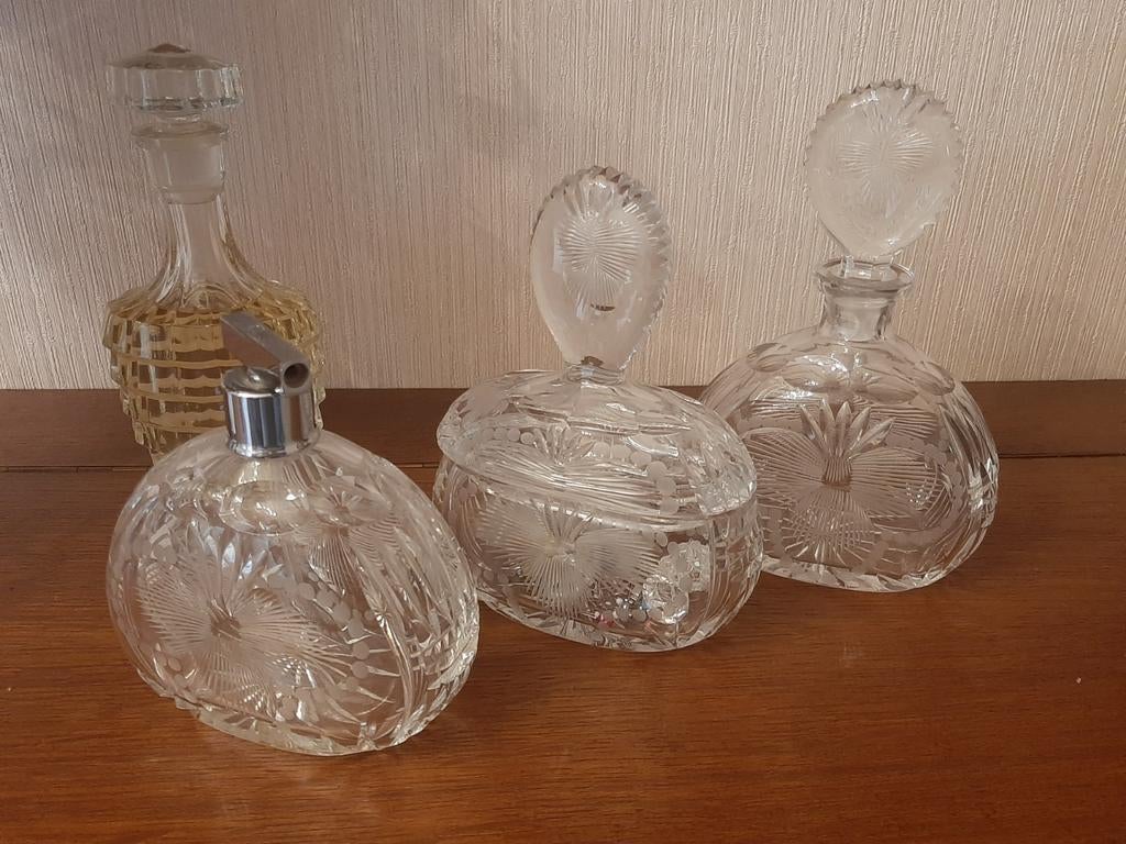 Flacons de parfum vintage en cristal « Vintage » — Lot de 4, Antiquités & Art, Enlèvement