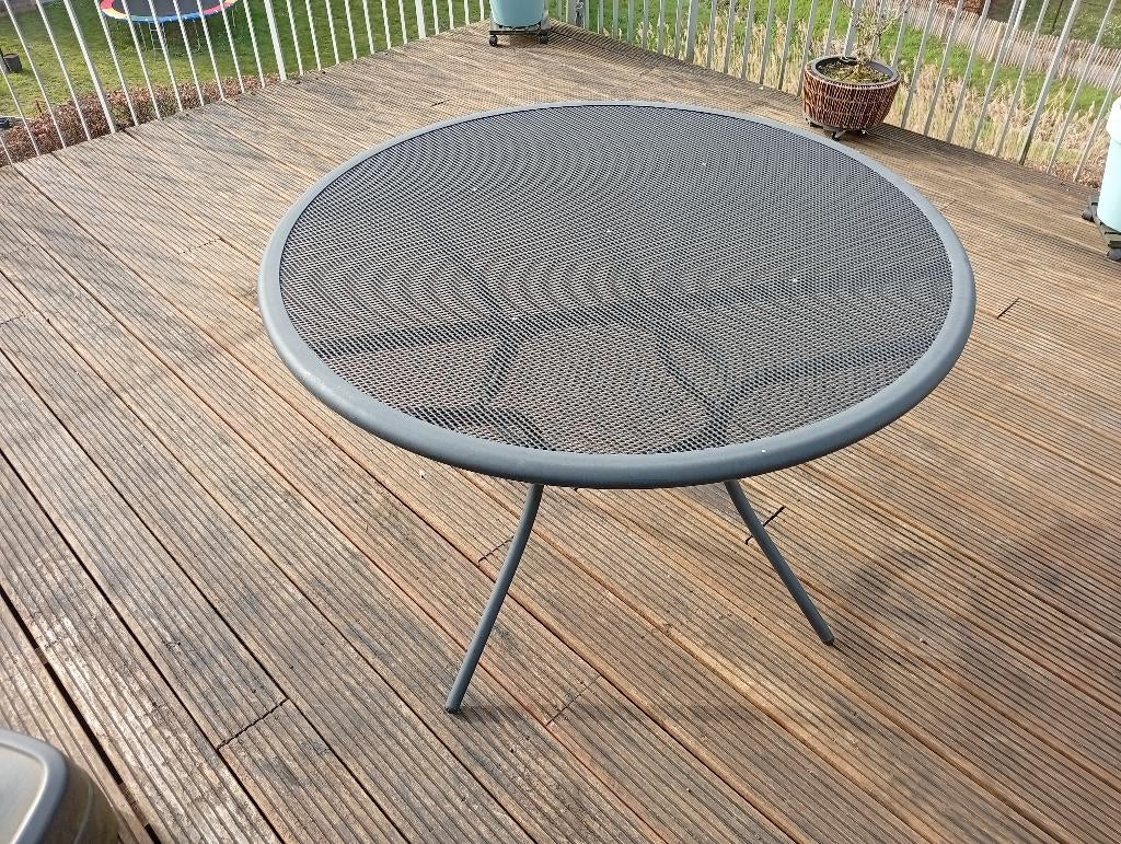 Tuintafel, Tuin en Terras, Tuintafels, Ophalen, Gebruikt, Rond, Metaal