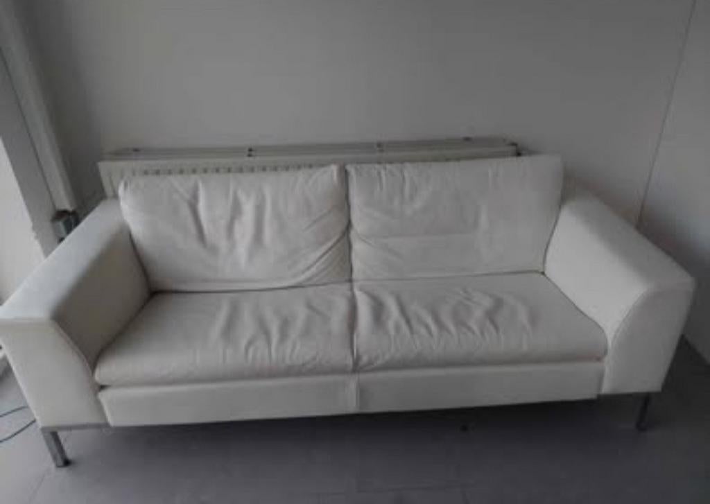 Chaise en cuir crème Natuzzi à vendre comme neuve, Enlèvement, Comme neuf, Banc droit, Cuir