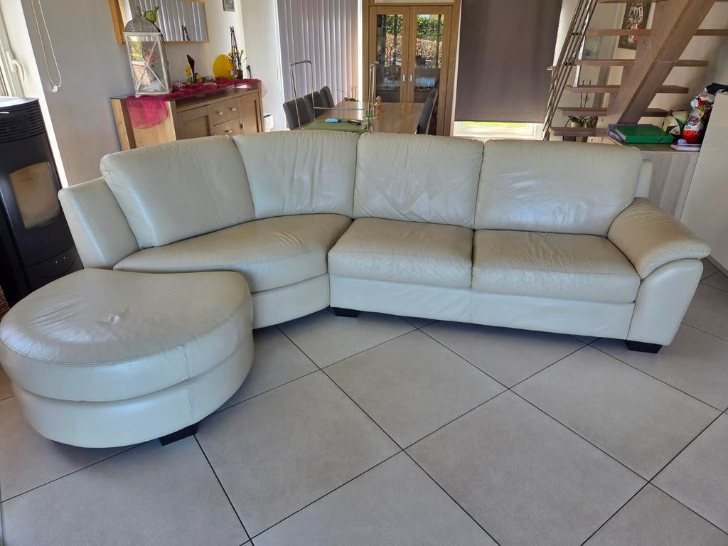 Canapé cuir Chateau D'ax pouf amovible, Enlèvement, Cuir