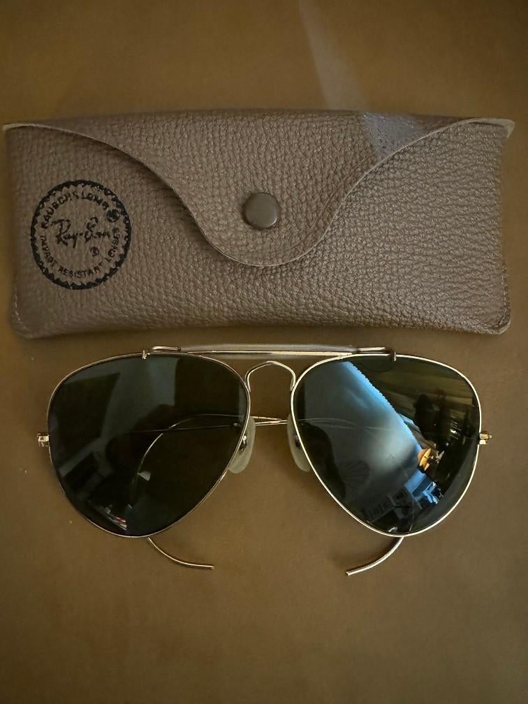 Vintage B&L Ray-Ban Aviator Outdoorsman 58mm zonnebril O12, Enlèvement ou Envoi, Utilisé, Lunettes de soleil, Ray-Ban