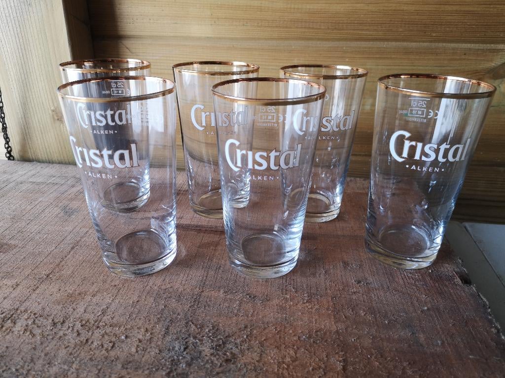 6 bier glazen BOERKES CRISTAL_ALKEN 25CL, Verzamelen, Glas en Drinkglazen, Ophalen of Verzenden, Nieuw, Bierglas