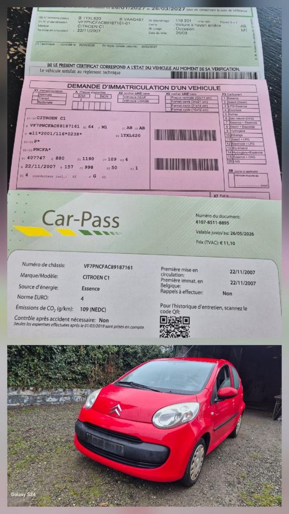 Citroën c1 essence 1.0i 50kw prête à immatriculé carpass, Achat, 50 kW, C1, Autre carrosserie