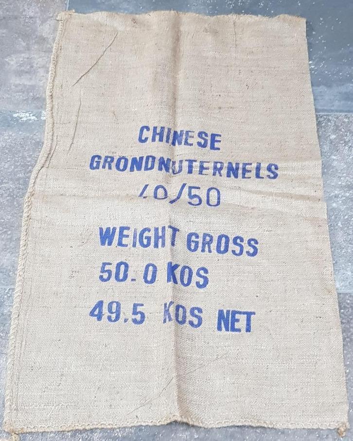 Grote jute zak met blauwe opdruk / tekst, Enlèvement ou Envoi