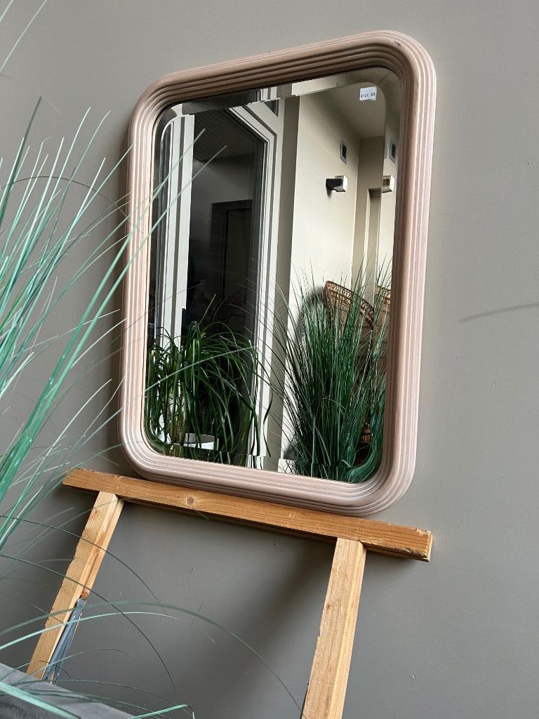 Vintage spiegel jaren 80 , gepatineerd hout, 78 x 58 cm, Maison & Meubles, Accessoires pour la Maison | Miroirs, Enlèvement ou Envoi