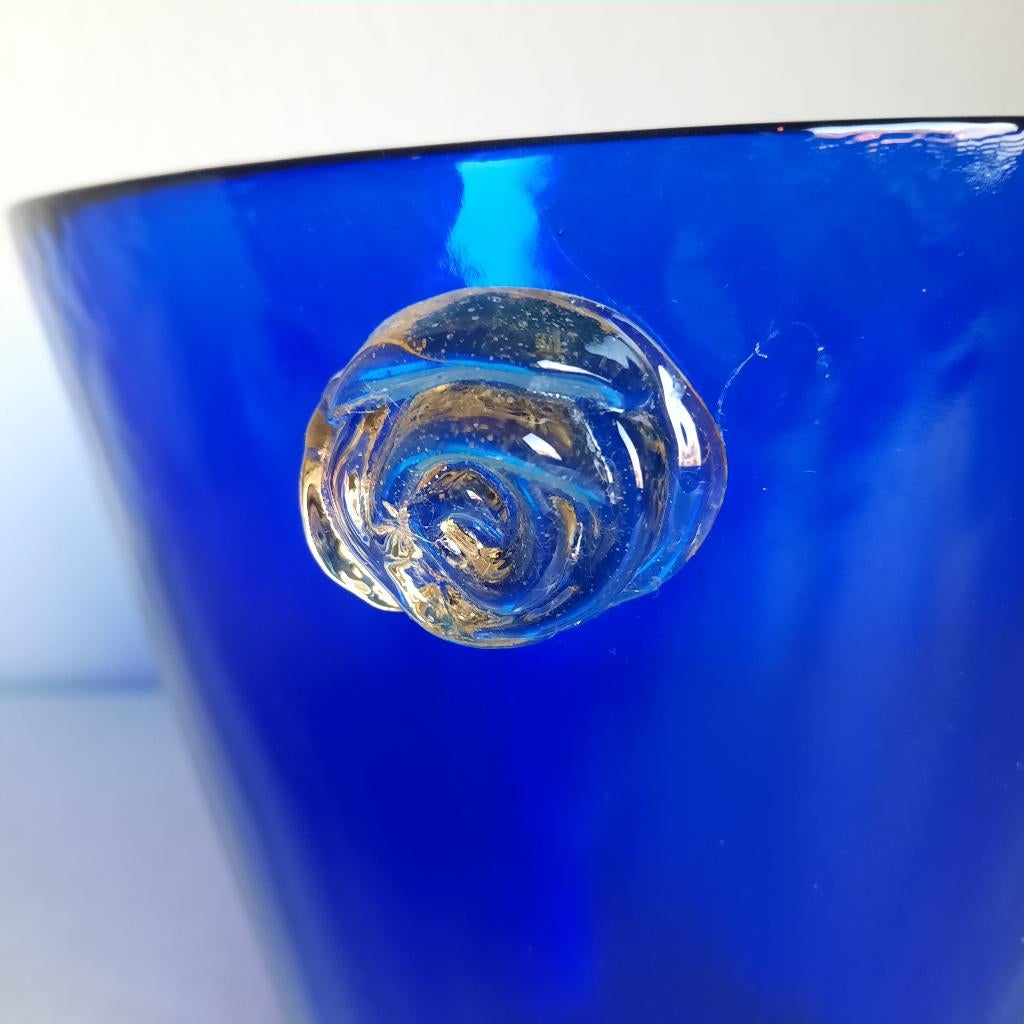 IJsemmer - Champagnekoeler - Saffierblauw glas, Ophalen, Zo goed als nieuw, Overige materialen, Met handgreep