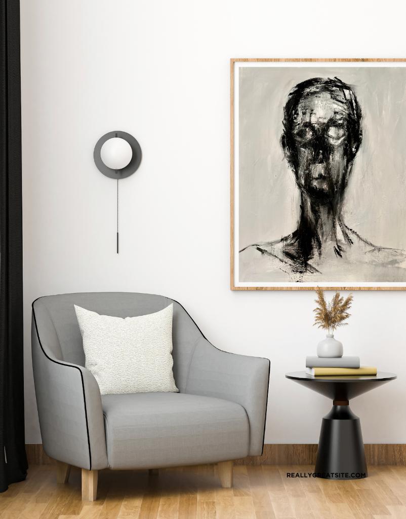 Schilderij peinture painting ‘Head1’ 60x50, Ophalen