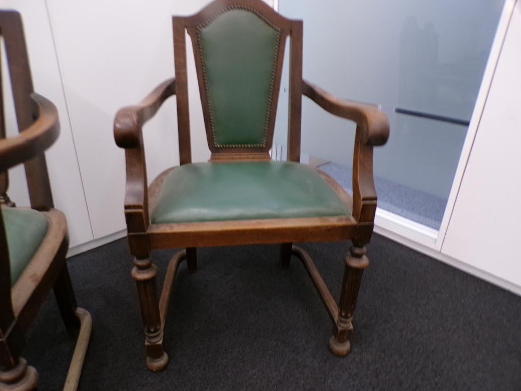 2 Antieke stoelen, Huis en Inrichting, Ophalen, Gebruikt, Groen, Balstoel
