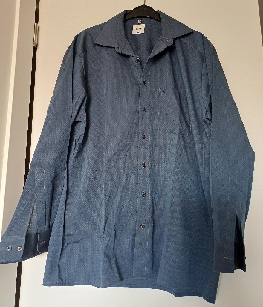 blauw hemd met klein blauw figuurtje, Kleding | Heren, OLYMP, Blauw, Ophalen of Verzenden, Halswijdte 41/42 (L)