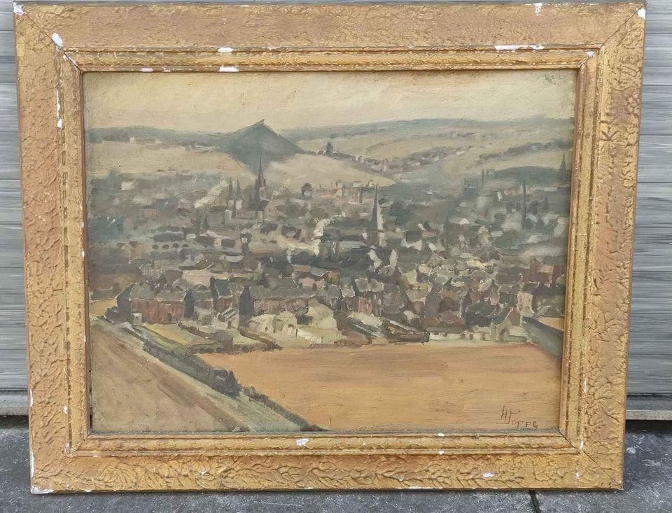 huile sur panneau village signe henri poppe, Antiquités & Art, Art | Peinture | Classique, Enlèvement ou Envoi