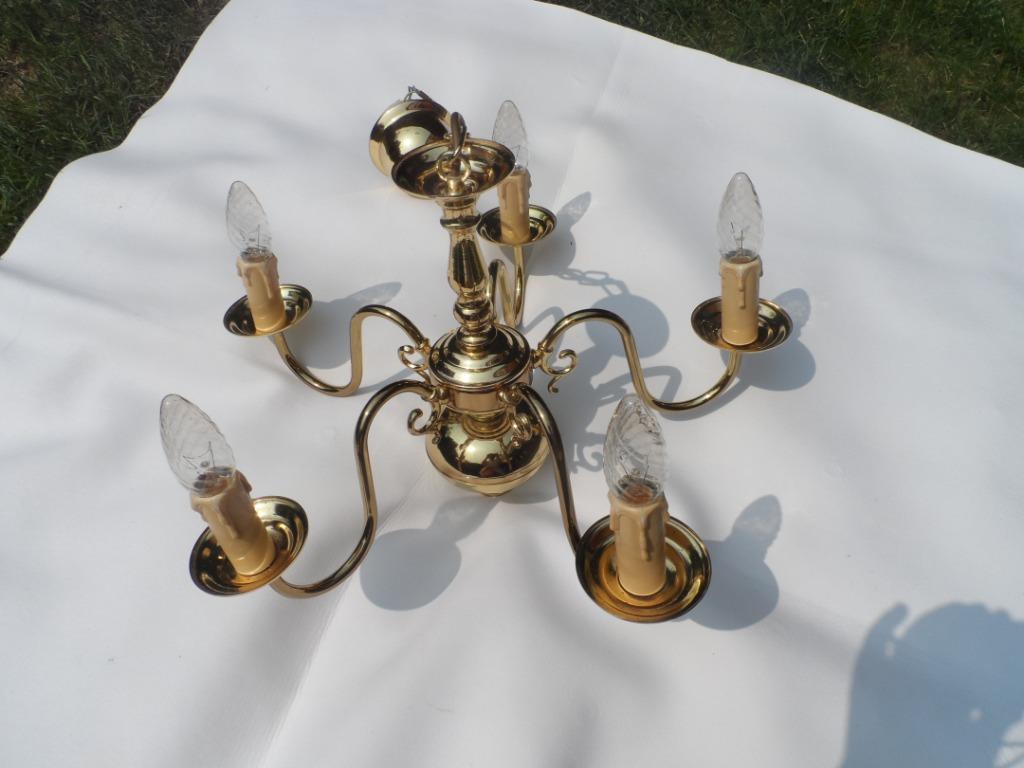 luster 5 armen, Huis en Inrichting, Lampen | Kroonluchters, Ophalen, Gebruikt, Overige materialen