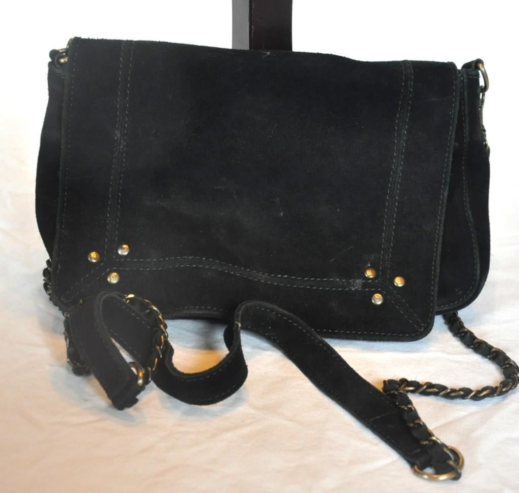 sac avec bandoulière en dain noir, Enlèvement ou Envoi, Utilisé, Noir