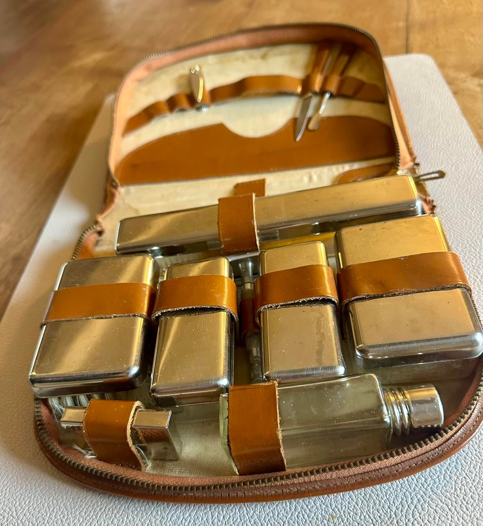 Trousse de toilette homme vintage, Enlèvement ou Envoi, Utilisé, Brun, Homme