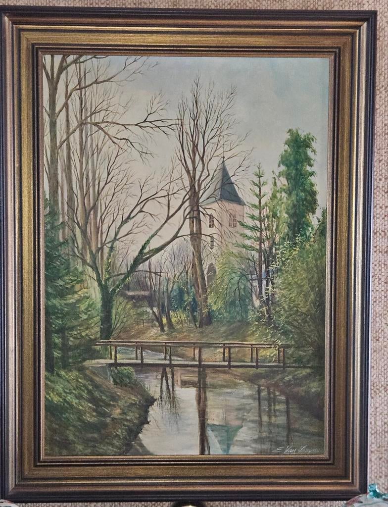 Schilderij oude kerktoren Eke, Antiek en Kunst, Ophalen