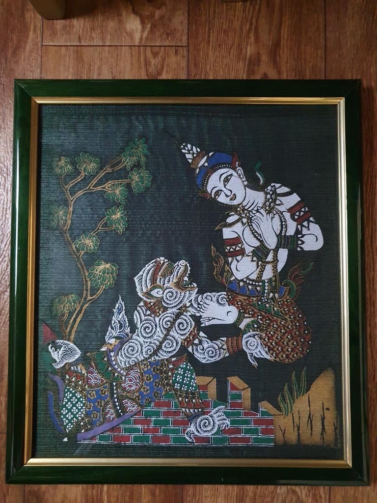 Image thaïlandaise avec technique de tissage de soie, Antiquités & Art, Enlèvement
