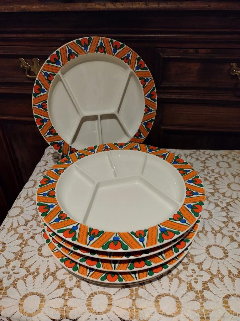 6 assiettes à fondue Villeroy et boch, Huis en Inrichting, Ophalen of Verzenden, Zo goed als nieuw