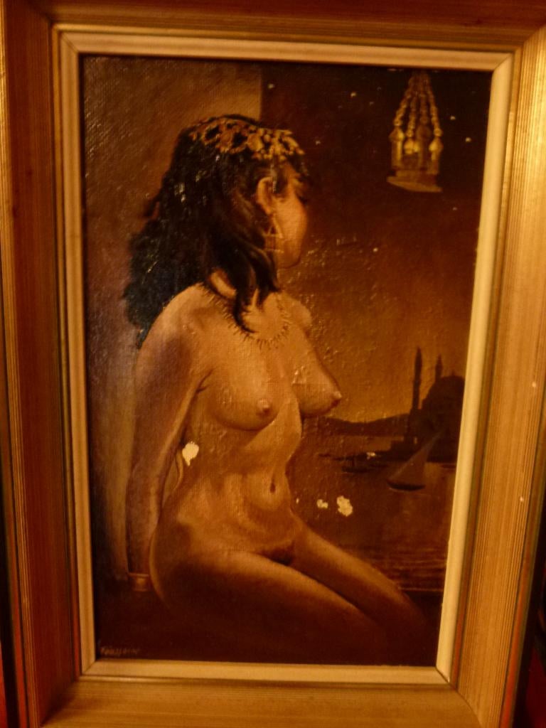 antiek schilderij André Toussaint dubbelzijdig 1951, Antiek en Kunst, Kunst | Schilderijen | Klassiek, Ophalen