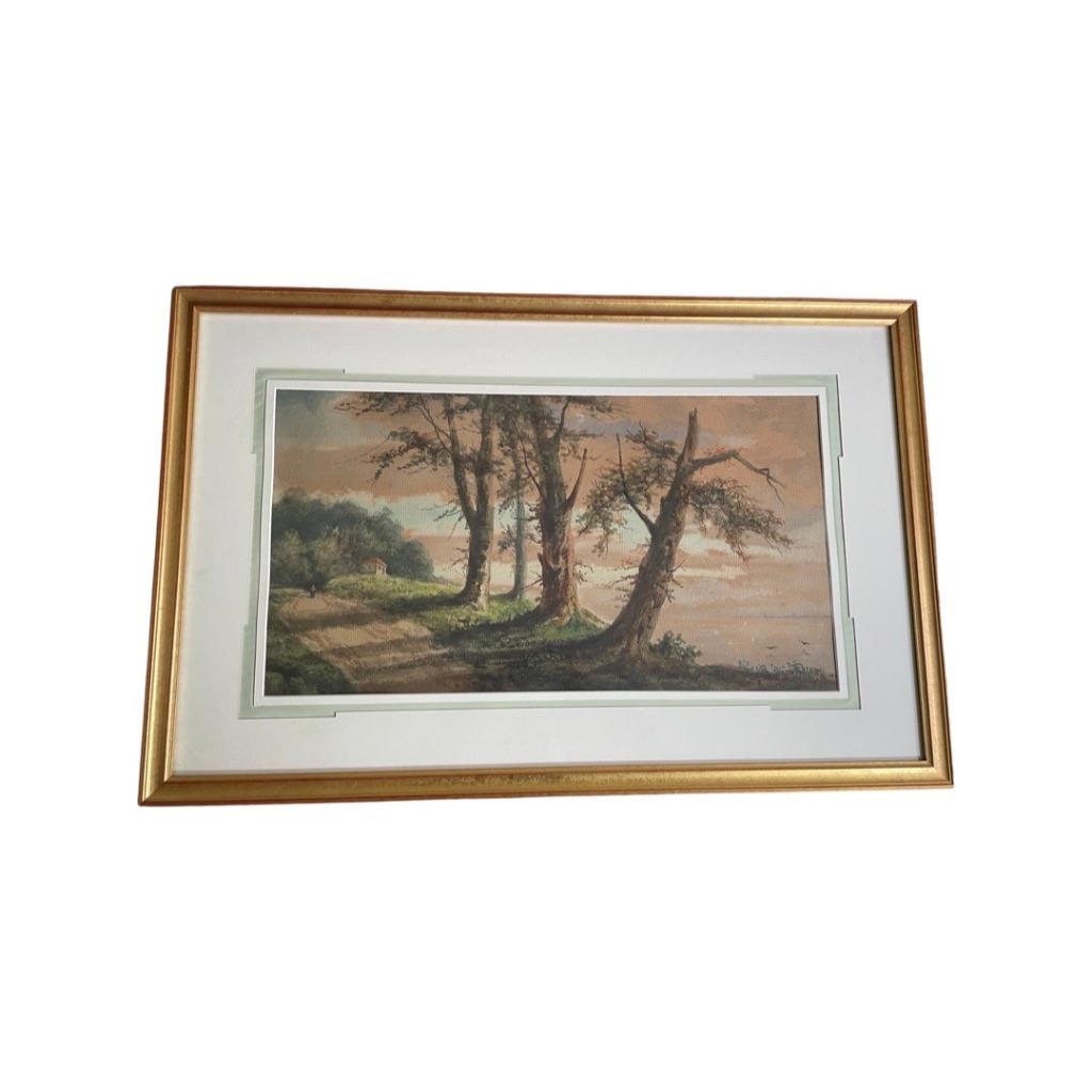 Aquarelle : "Paysage Animé" par Auguste Taurel (1859 - ?), Enlèvement