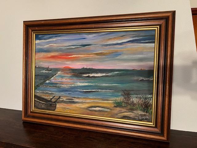 Tableau marine J Poignie, Antiquités & Art, Enlèvement