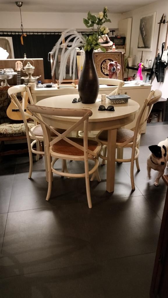 Vintage Biscotinni witte eetkamer stoelen, Maison & Meubles, Chaises, Enlèvement