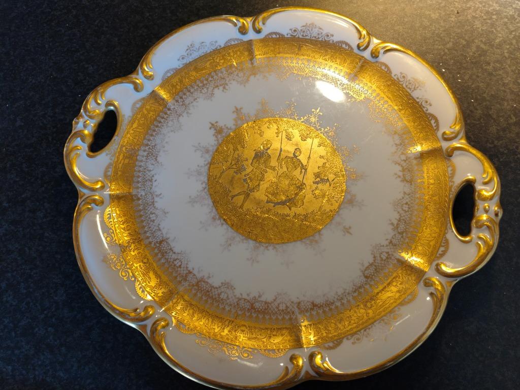 Fijne porseleinen schaal met gouden rand, Antiek en Kunst, Antiek | Porselein, Ophalen