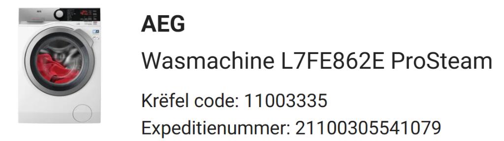 AEG wasmachine 8 kg, Ophalen, Gebruikt, Minder dan 85 cm, Voorlader