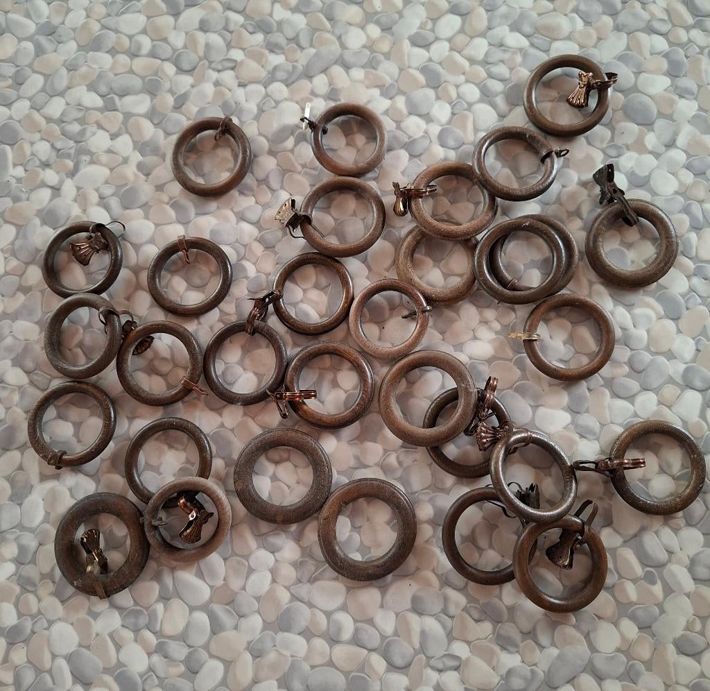 150 anneaux en bois, Huis en Inrichting, Stoffering | Gordijnen en Lamellen, Ophalen of Verzenden, Gebruikt, Bruin