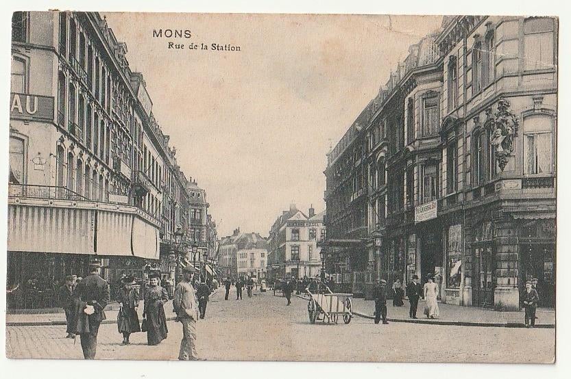 Mons Rue de la Station ( animée), Verzenden, Voor 1920, Gelopen, Henegouwen