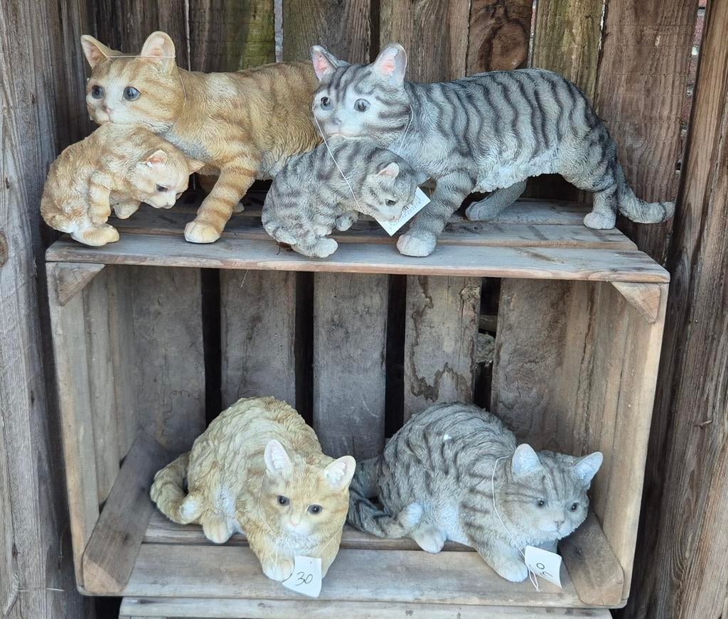 Poezen beelden naturel, Ophalen, Nieuw, Kunststof, Dierenbeeld