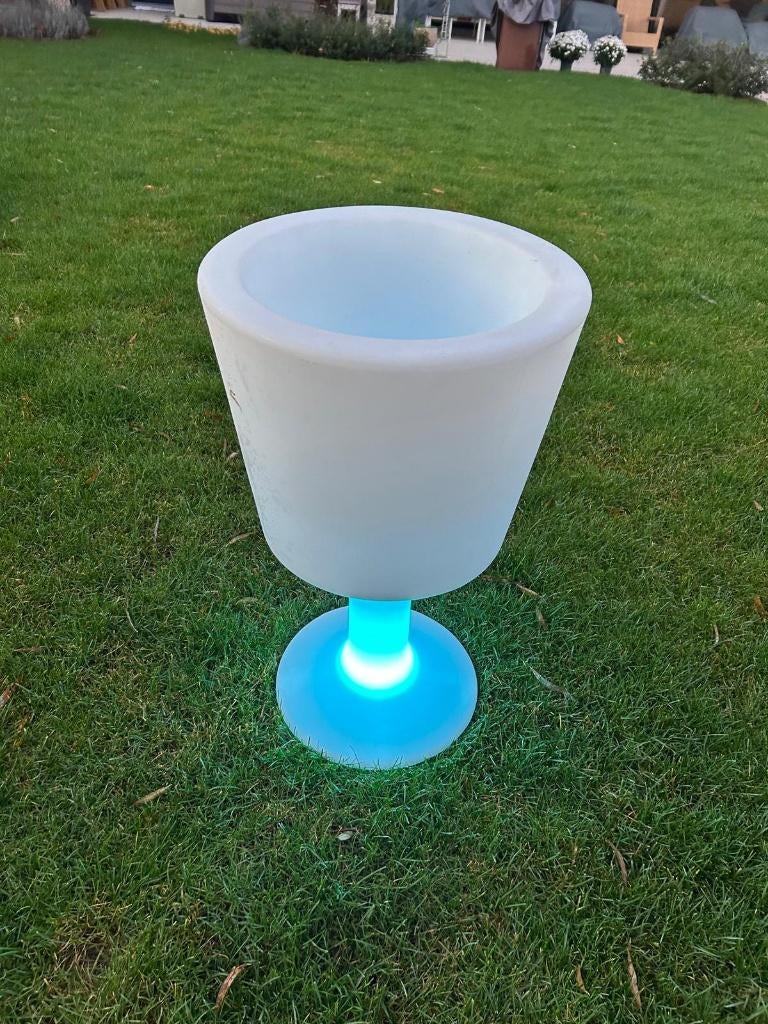 ijsemmer met ledverlichting, Tuin en Terras, Buitenverlichting, Zo goed als nieuw, Staande lamp, Kunststof, Ophalen