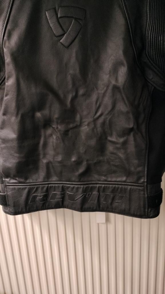 Prachtige echt kalfsleder zwarte REVIT biker jacket., Ophalen