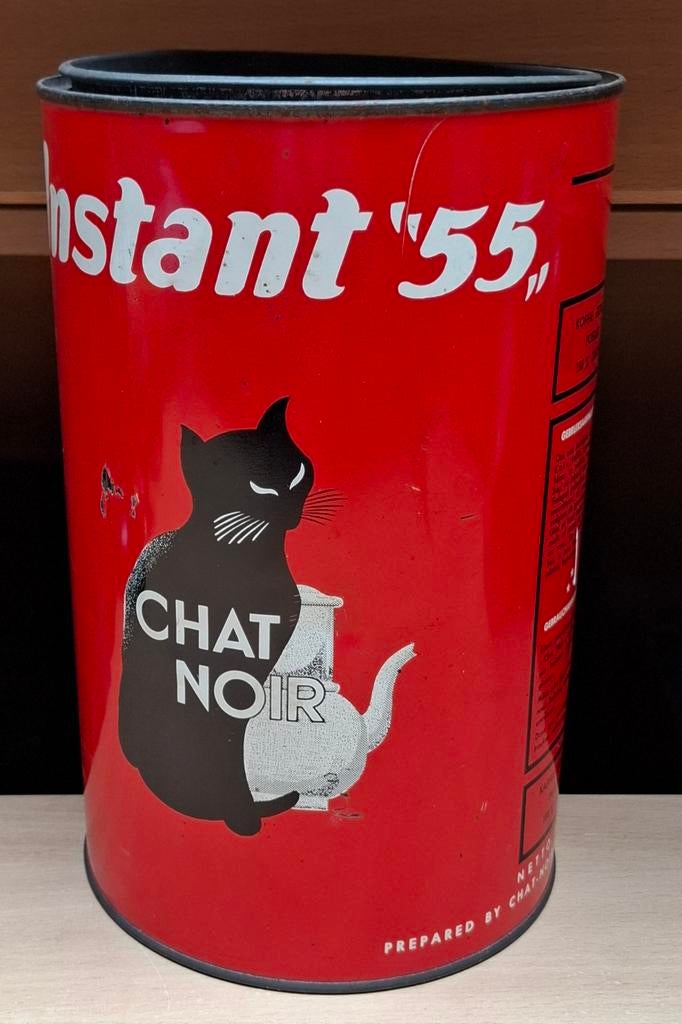 Vintage koffieblik Zwarte kat. Instant 55. Uit de jaren 50., Ophalen of Verzenden