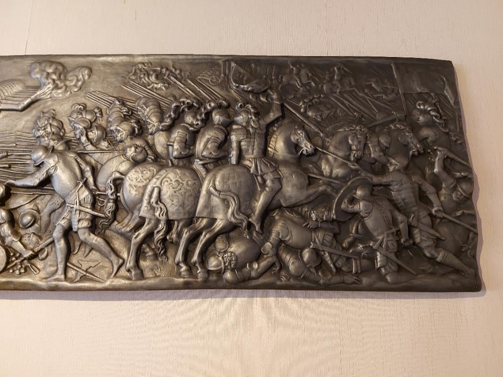 Mooi tinnen relief slag tsn ridders, Antiek en Kunst, Ophalen