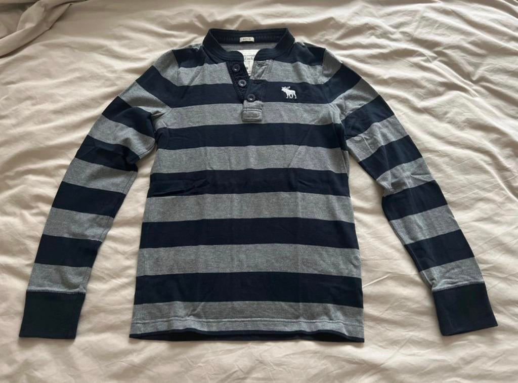 Abercrombie poloshirt met Mao-kraag - Maat M, Ophalen of Verzenden, Zo goed als nieuw, Blauw