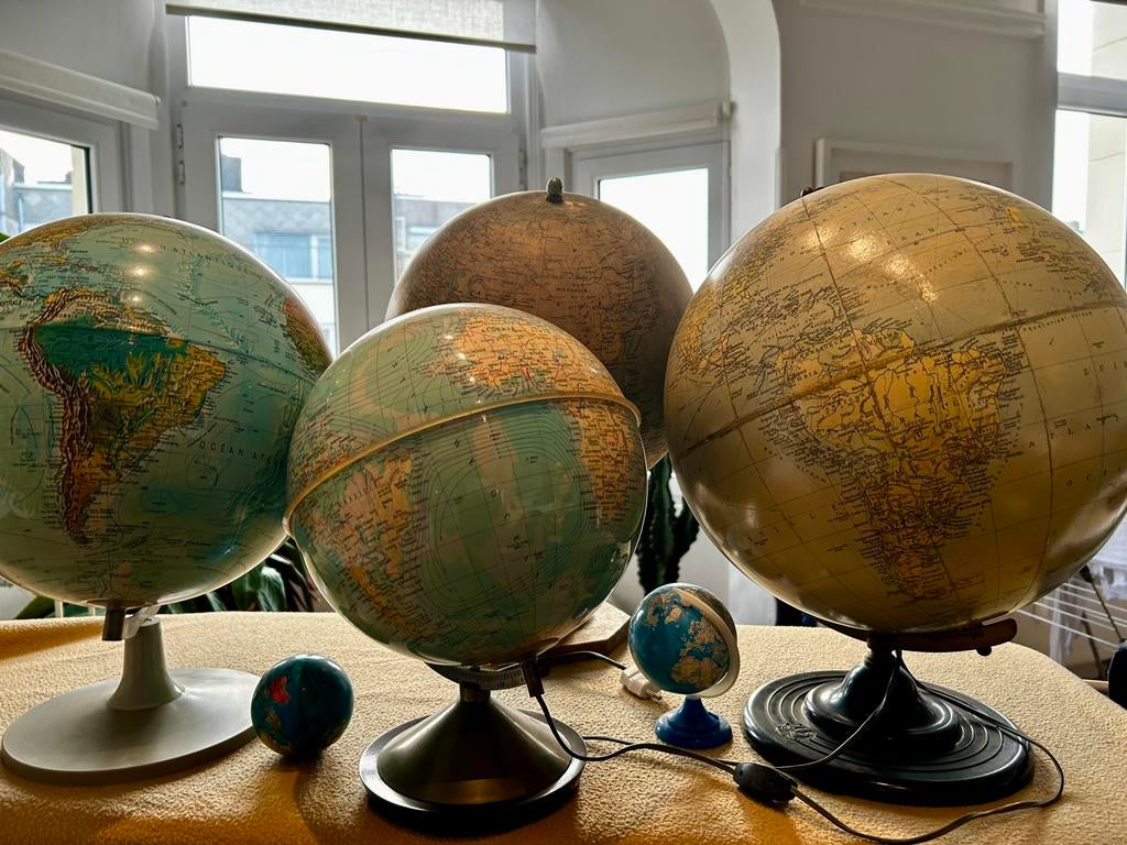 Wereldbollen (lot 4 stuks), Ophalen, Verlicht, Gebruikt