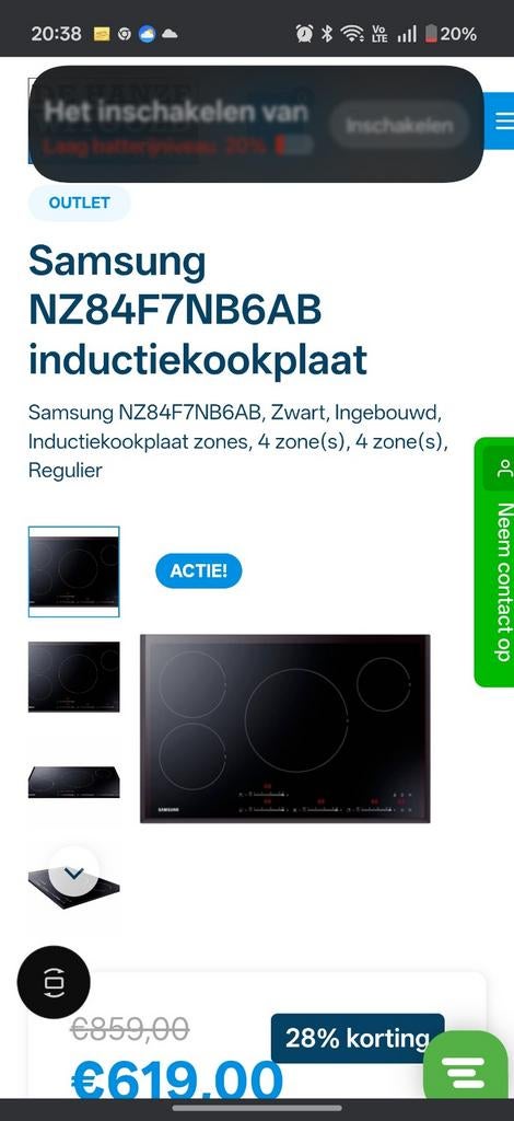 Inductie kookplaat samsung nz84f7nc6ab, Elektronische apparatuur, Ophalen of Verzenden, Inductie