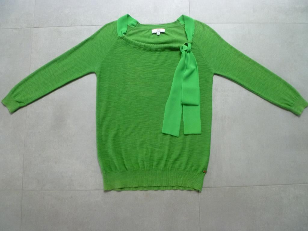 Fijn groen truitje met strikje CKS - XS - perfecte staat, Kleding | Dames, Ophalen of Verzenden, Zo goed als nieuw, Maat 34 (XS) of kleiner