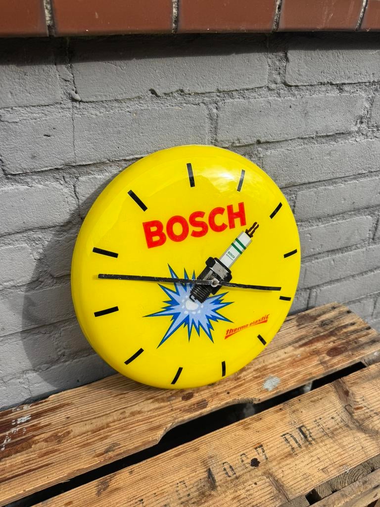 Ancienne horloge publicitaire BOSCH Bougie, Collections, Marques & Objets publicitaires, Enlèvement, Utilisé, Panneau publicitaire