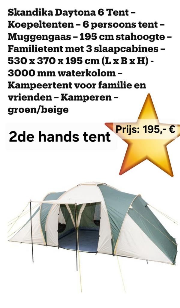 Tente Skandika Daytona XXL, Caravanes & Camping, Enlèvement ou Envoi, Comme neuf, Jusqu'à 6