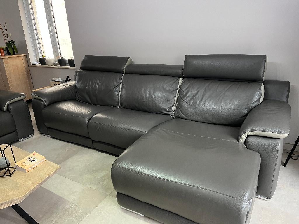 Salon cuir 3+2 Château D'Ax à vendre, Maison & Meubles, Canapés | Coins salons complets, Enlèvement, Comme neuf, Cuir