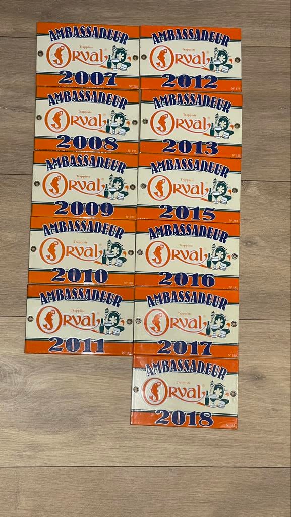 Panneaux en émail Orval Ambassador, Collections, Marques de bière, Enlèvement ou Envoi, Comme neuf, Panneau, Plaque ou Plaquette publicitaire