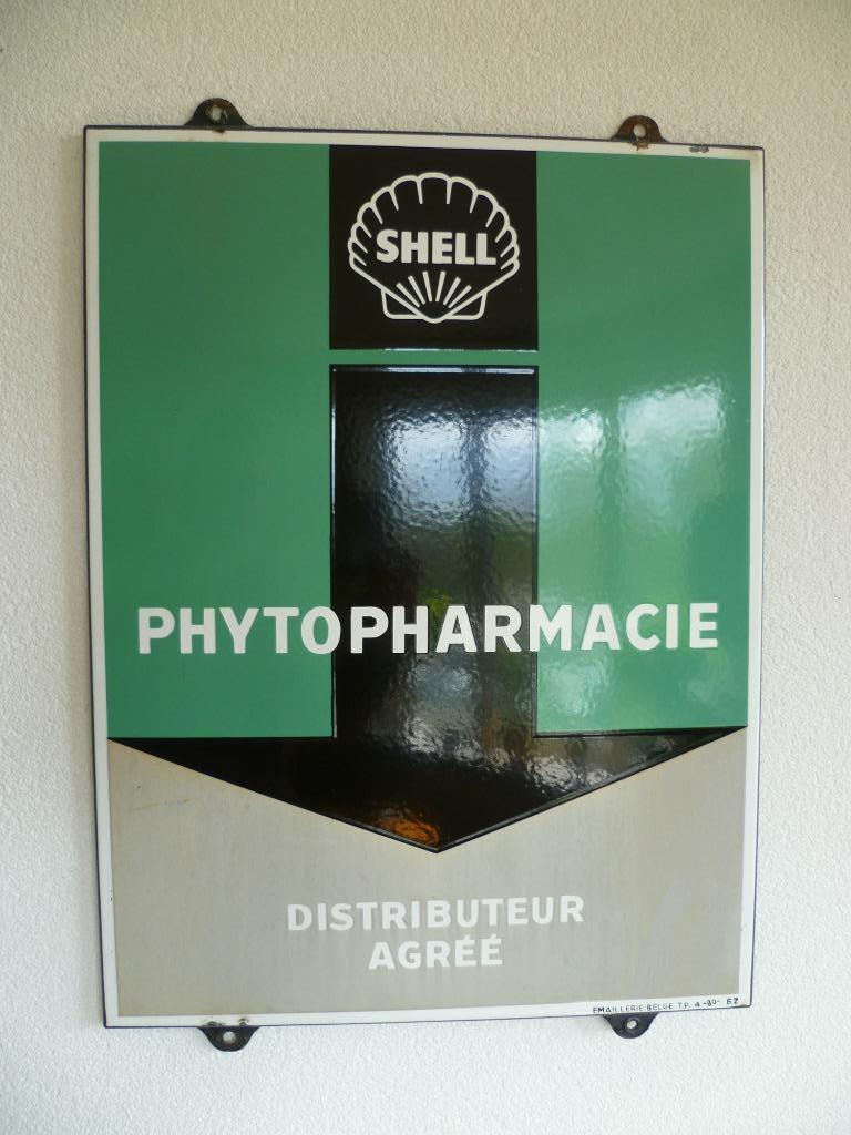 PLAQUE EMAILLE « SHELL PHYTOPHARMACIE DISTRIBUTOR » 1962, Collections, Marques & Objets publicitaires, Enlèvement ou Envoi, Utilisé