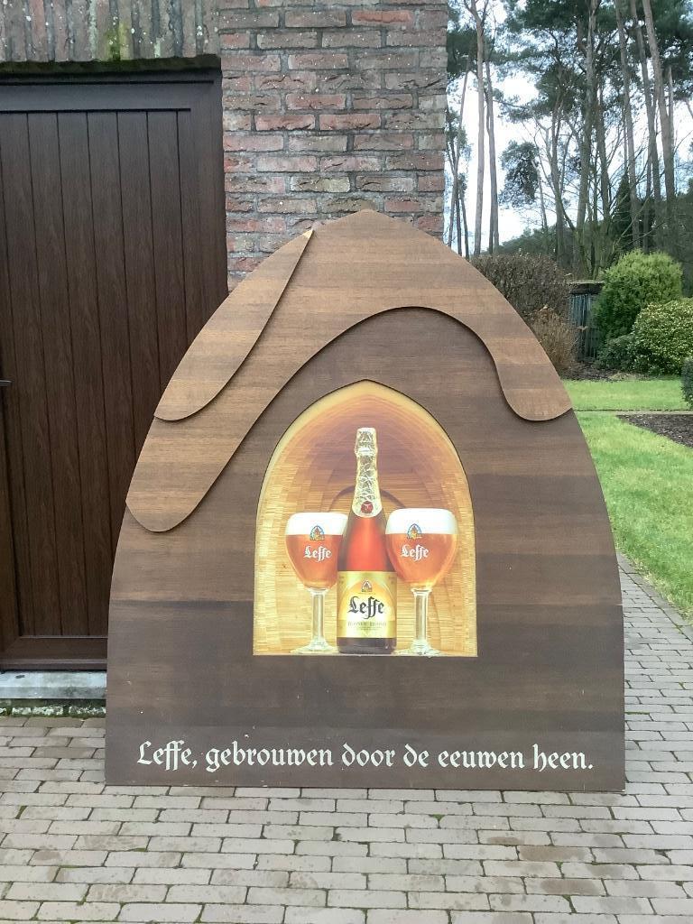 houten reclamebord leffe, Ophalen, Gebruikt, Reclamebord, Plaat of Schild, Leffe