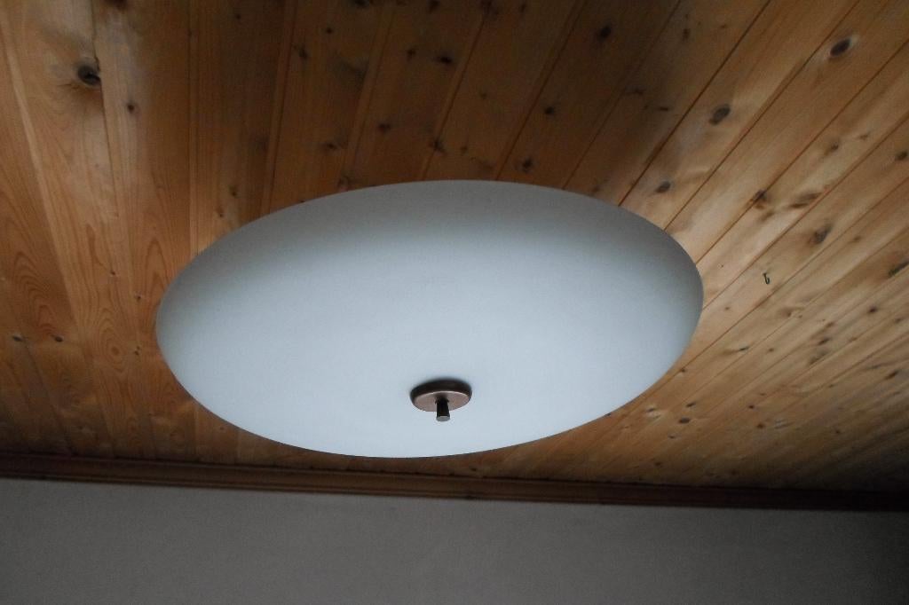 Grand plafonnier en bois de verre au design vintage, Maison & Meubles, Enlèvement, Comme neuf, Verre, Vintage Design