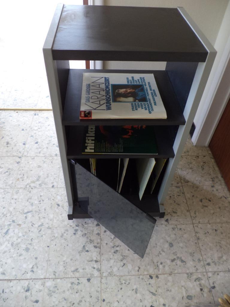 Meuble de rangement vintage vinyl sur roulettes, Ophalen, Minder dan 50 cm, Gebruikt, 100 tot 150 cm