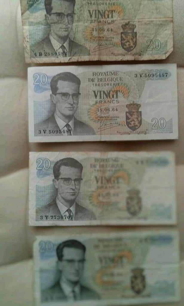 2 biljetten van 20 Belgische frank, ook per stuk te koop, Ophalen of Verzenden