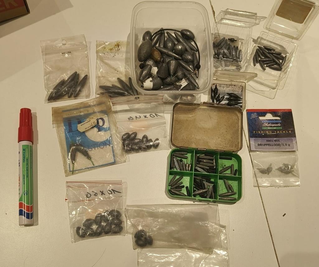 Lot met schuifloodjes, Ophalen of Verzenden, Zo goed als nieuw, Dobber of Lood