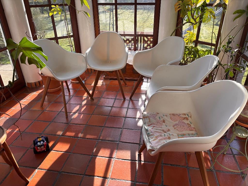 6 Chaises design a vendre pour salle a manger, Maison & Meubles, Design, Enlèvement, Utilisé, Bois