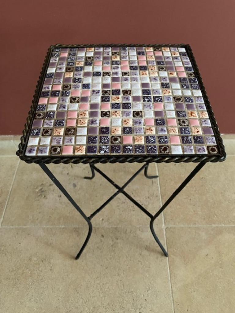Retro bijzettafeltje met mozaïek steentjes (jaren 60), Ophalen of Verzenden, Huis en Inrichting